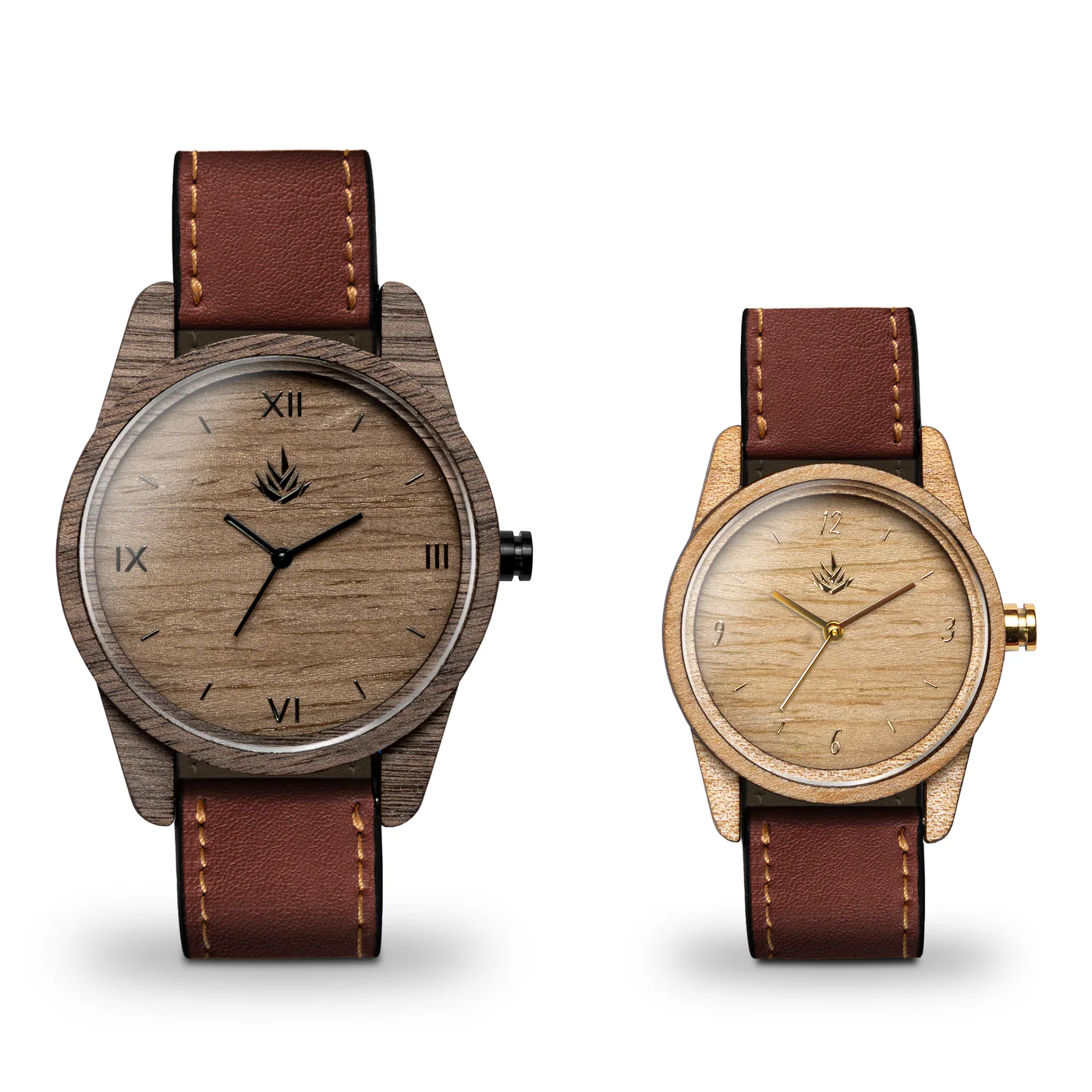 Pair of Classic Agavus Walnut 44mm and Maple 35mm - Leather thumbnail 2