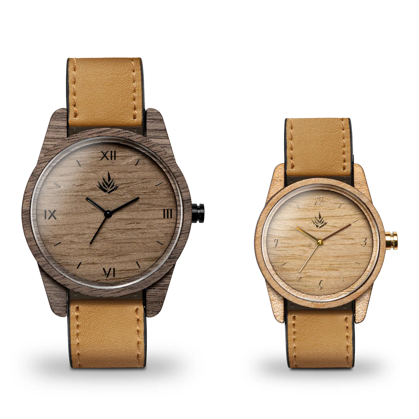 Pair of Classic Agavus Walnut 44mm and Maple 35mm - Leather thumbnail 4