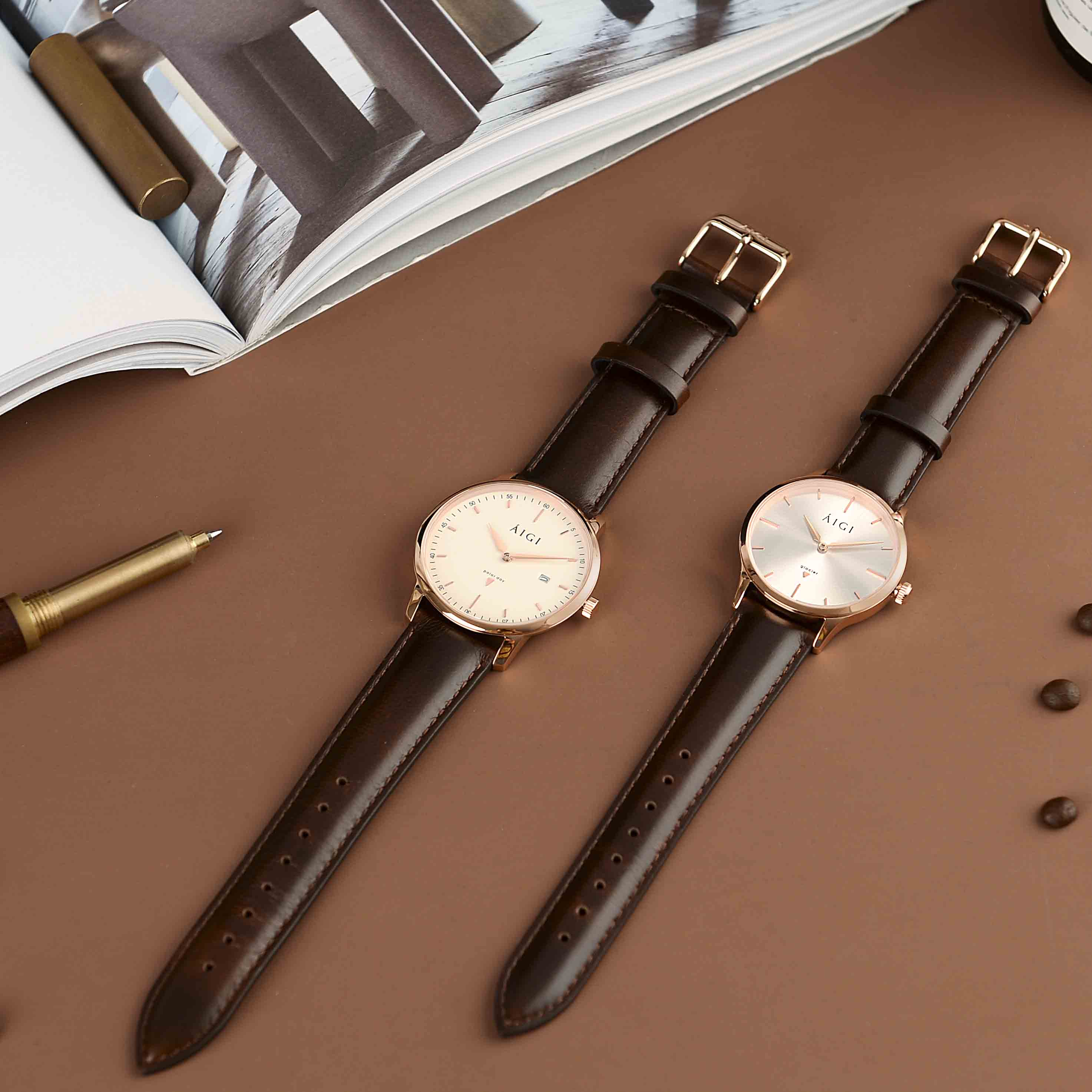 Glacier Rose 36mm Brown Leather Watch thumbnail 3