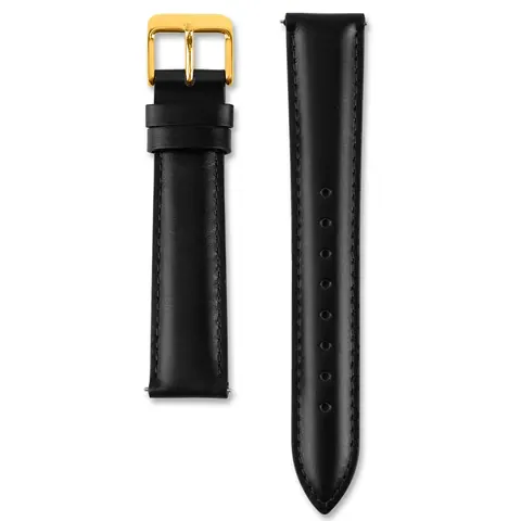 LEATHER BLACK 18MM - GOLD