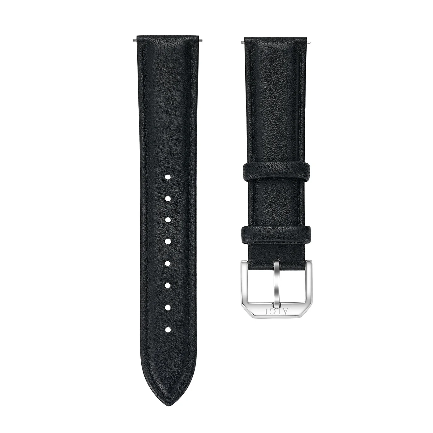 LEATHER BLACK 20MM - SILVER thumbnail 2