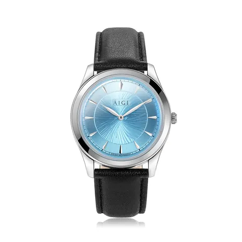 POLAR BLUE 38MM - BLACK LEATHER