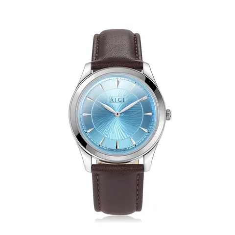 POLAR BLUE 38MM - BROWN LEATHER