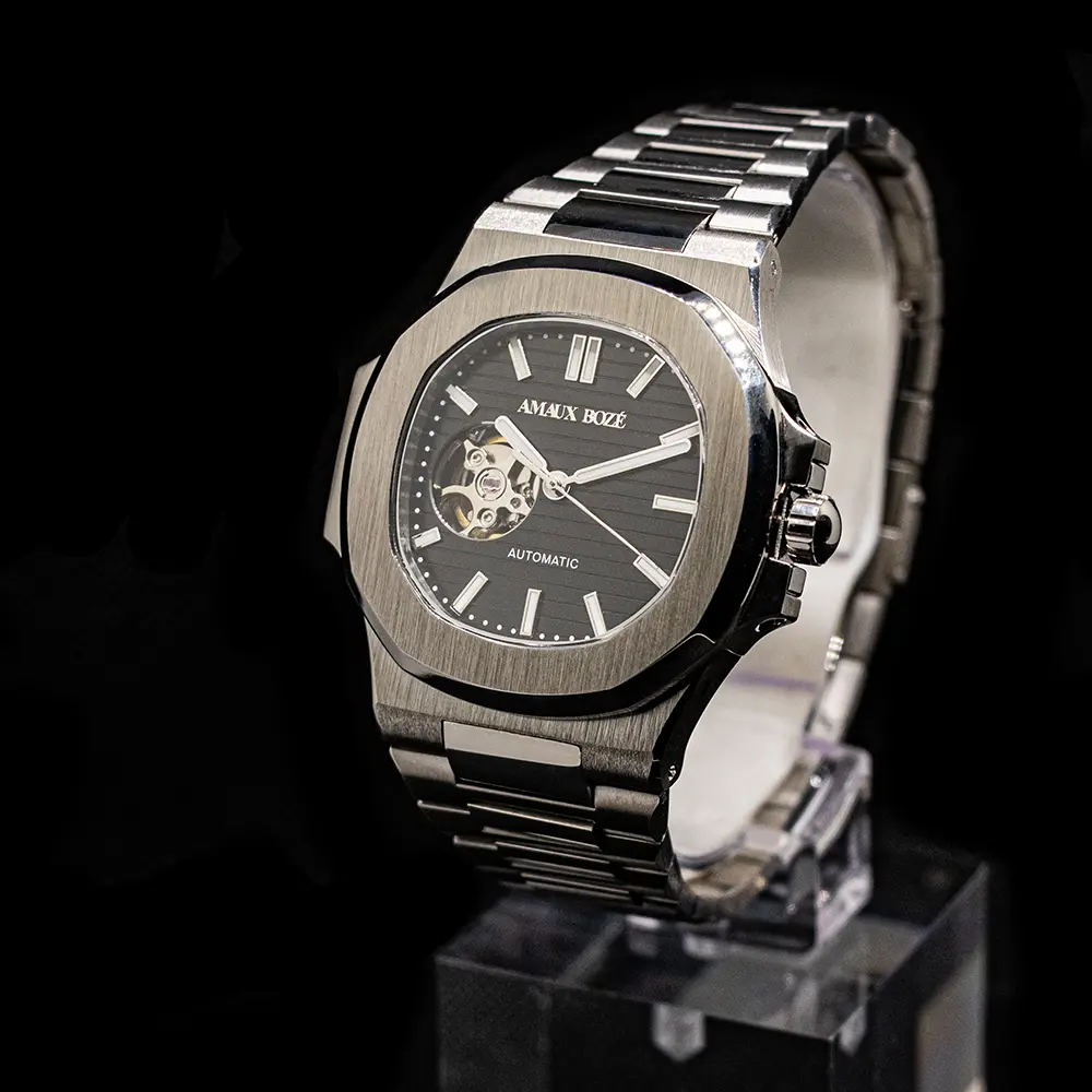 Vostok Black Dress Watch - Black Rubber Strap thumbnail 3