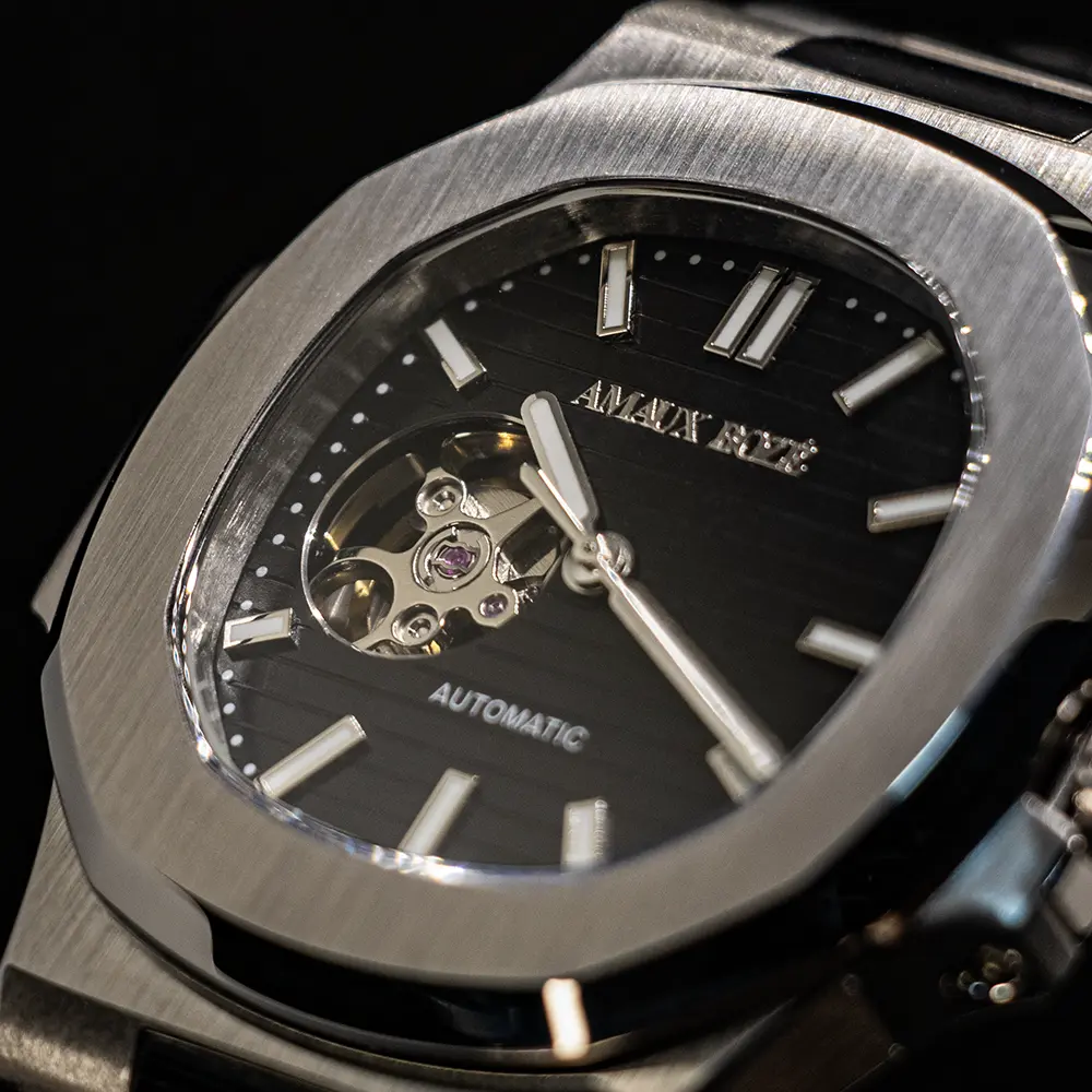 Vostok Black Dress Watch - Black Rubber Strap thumbnail 4