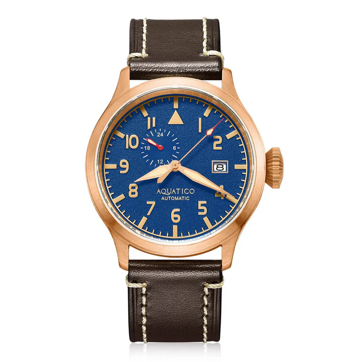Aquatico 43mm Bronze Pilot Watch Blue Dial thumbnail 2