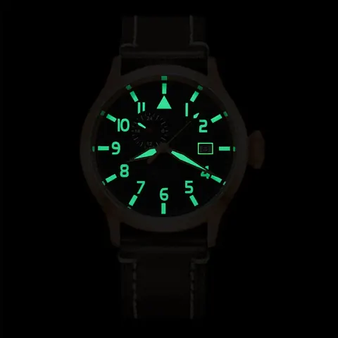 Aquatico 43mm Bronze Pilot Watch Blue Dial