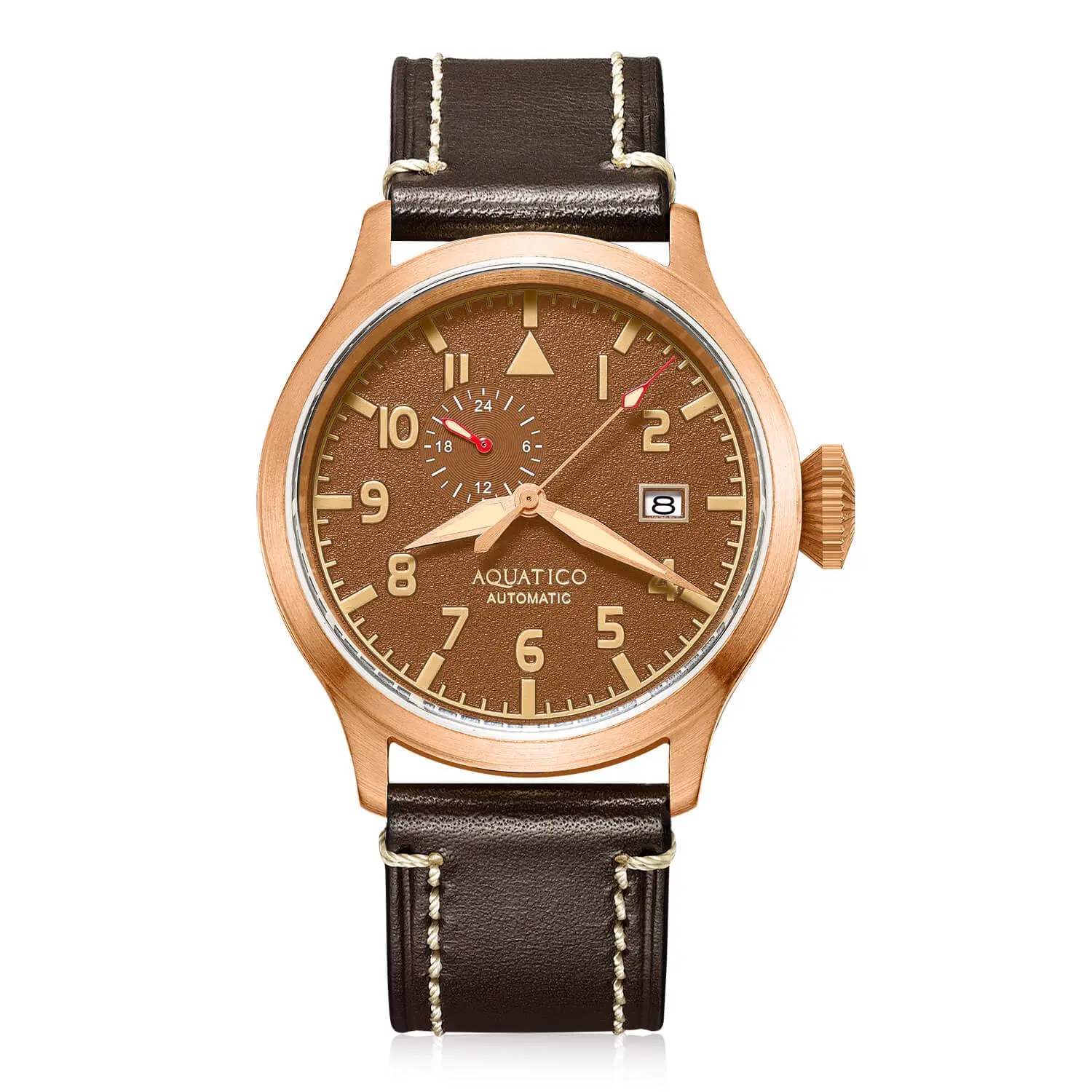 Aquatico 43mm Bronze Pilot Watch Brown Dial thumbnail 2