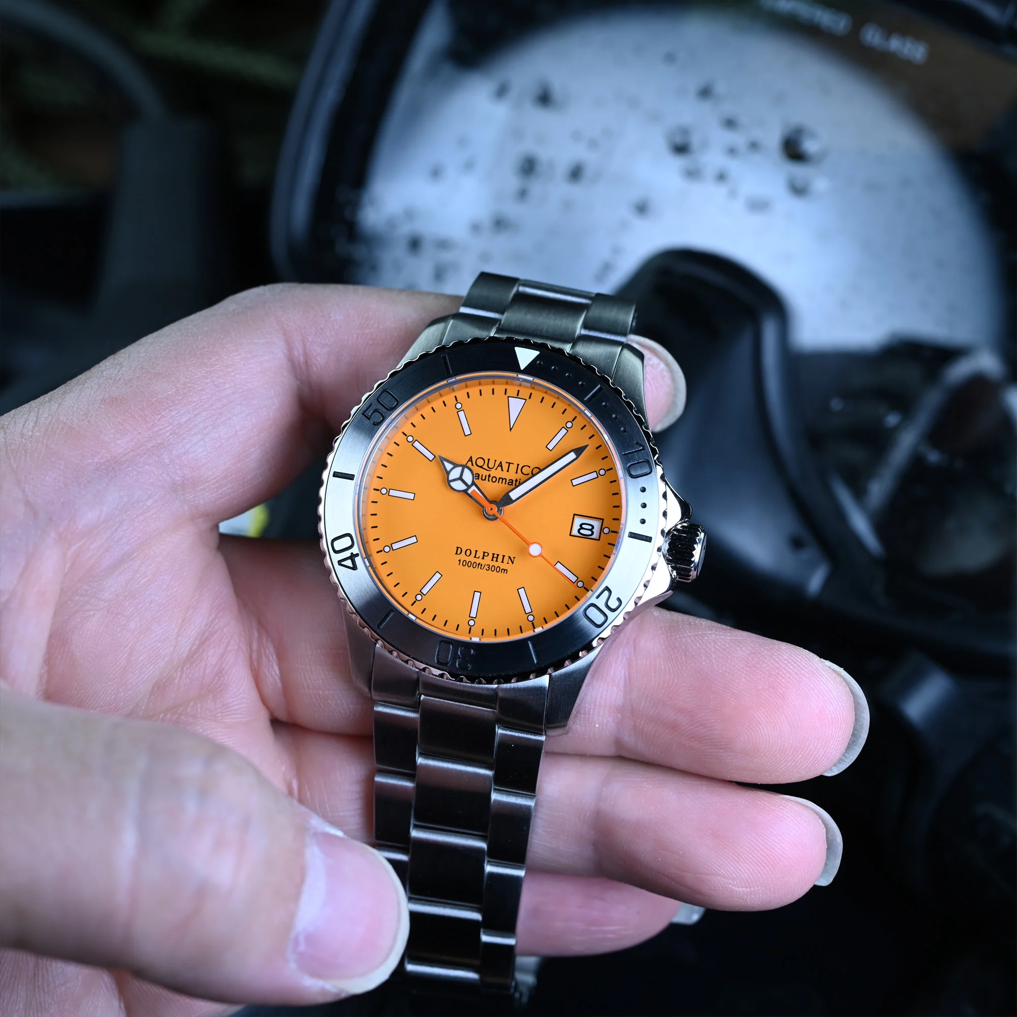 Aquatico Dolphin 38mm Orange Dial Watch thumbnail 4