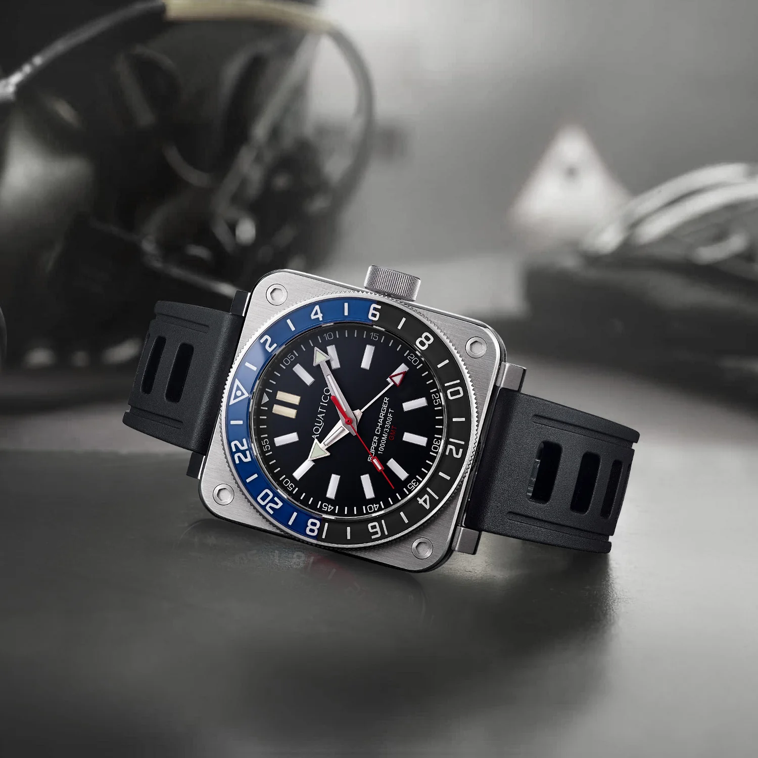 Aquatico Steel Man GMT Watch (Black Dial Batman Bezel) NO DATE thumbnail 4