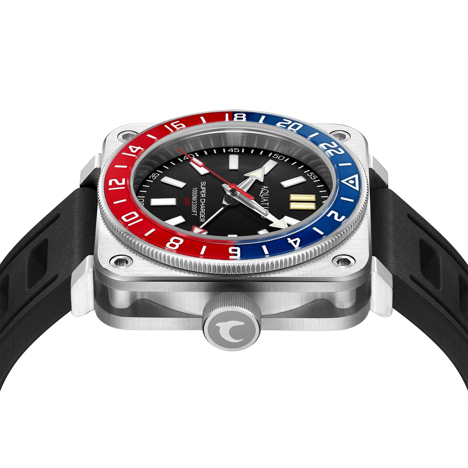 Aquatico Steel Man GMT Watch (Black Dial Pepsi Bezel) NO DATE thumbnail 4