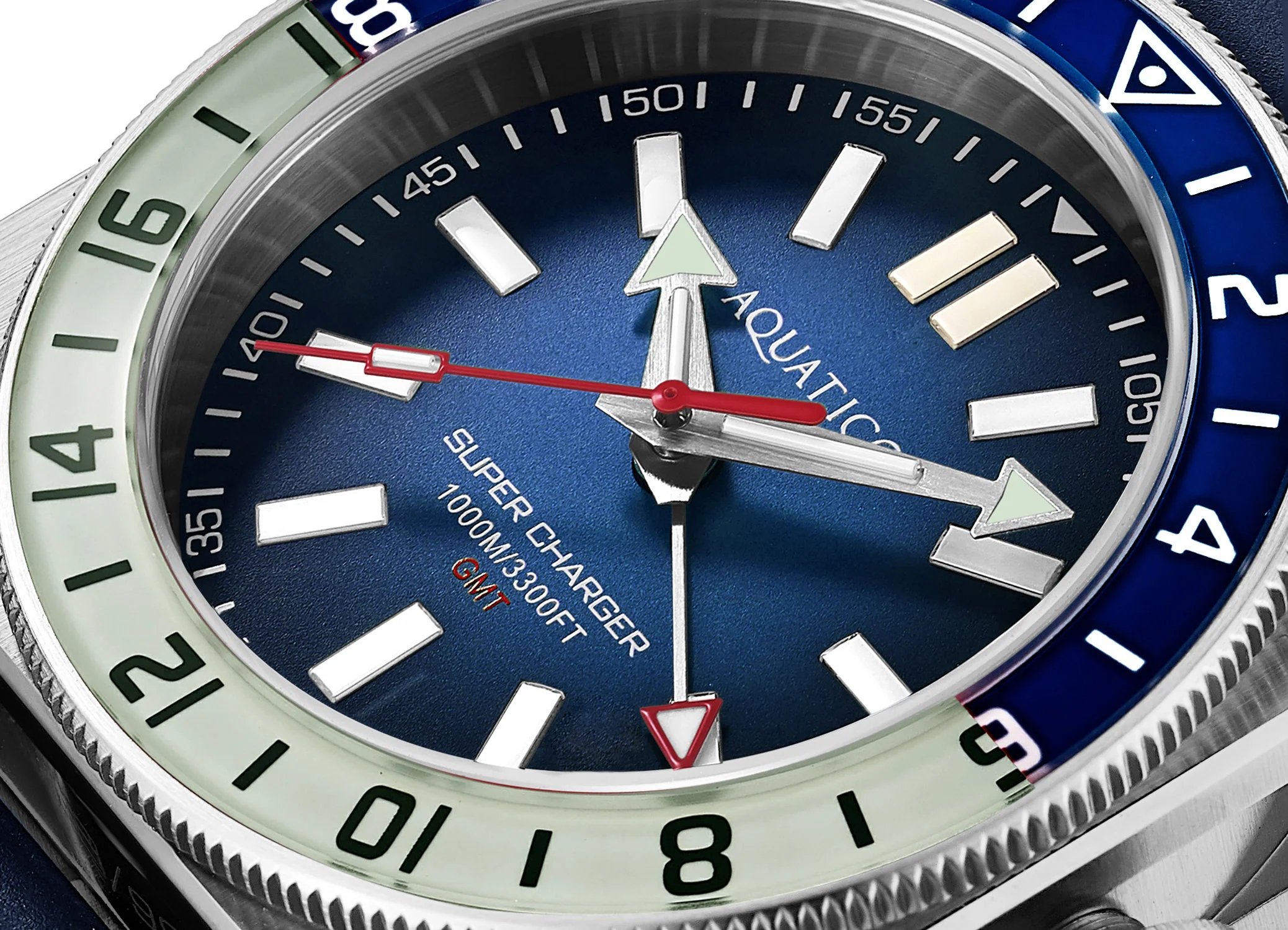 Aquatico Steel Man GMT Watch (Blue Dial Blue/White Bezel) NO DATE thumbnail 3