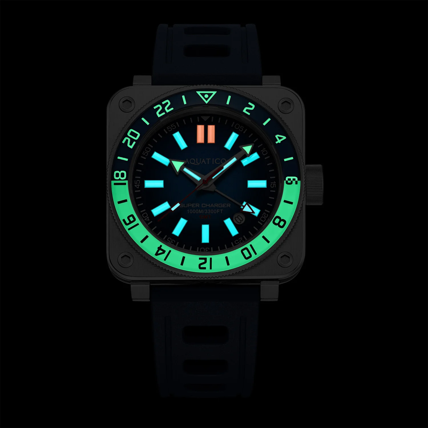 Aquatico Steel Man GMT Watch (White Dial black and white bezel) thumbnail 4