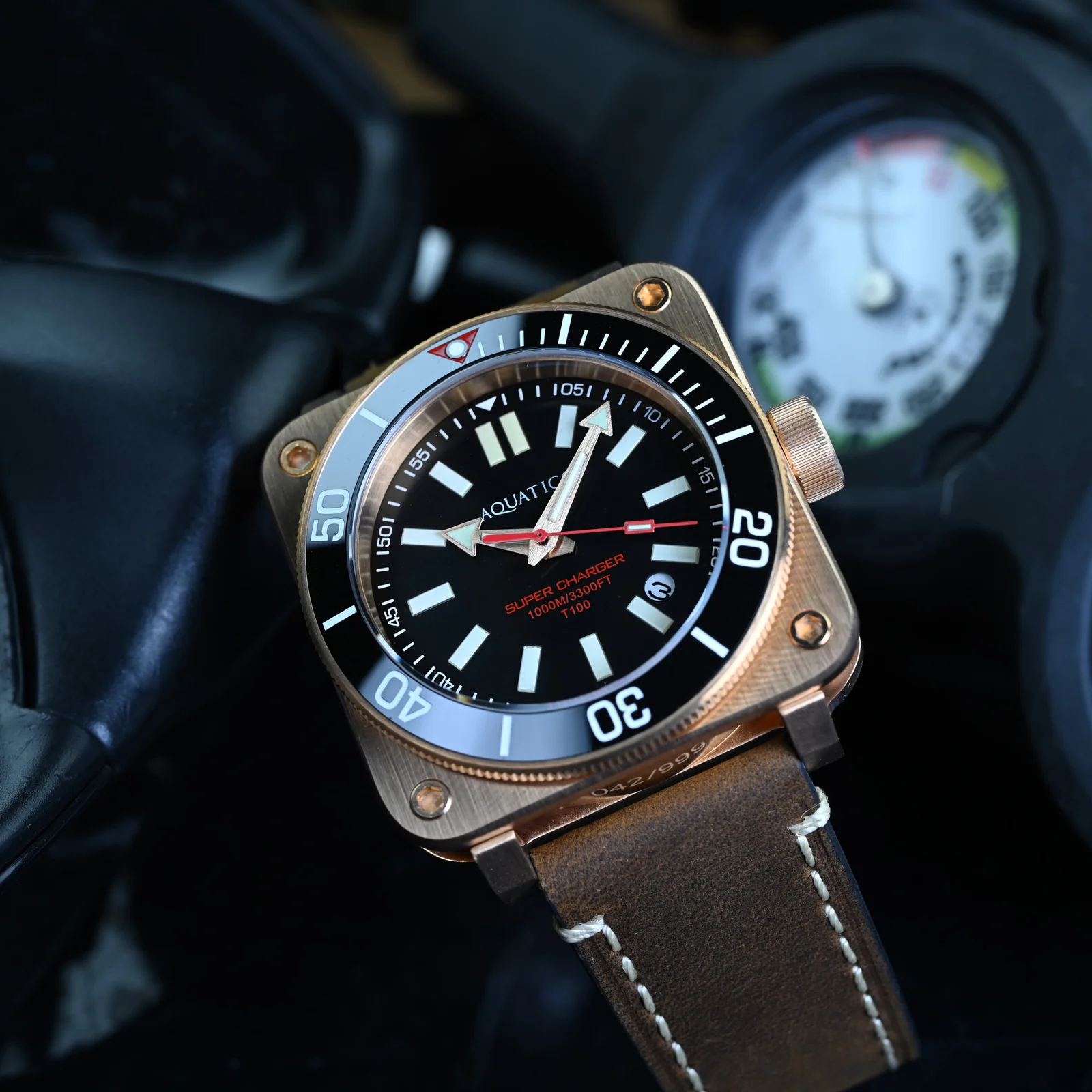 Aquatico Super Charger Bronze Black Dial Watch (NH35) thumbnail 2