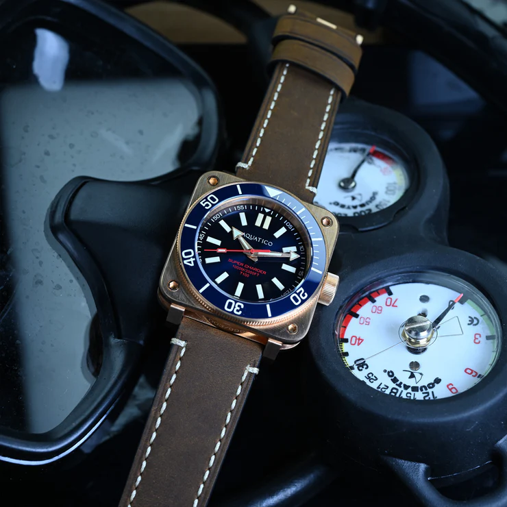 Aquatico Super Charger Bronze Blue Dial Watch (NH35) NO DATE