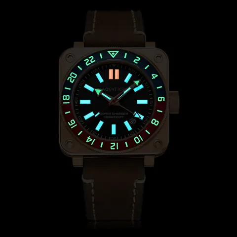 Aquatico Super Charger GMT Watch (Black Dial Pepsi Bezel) NO DATE