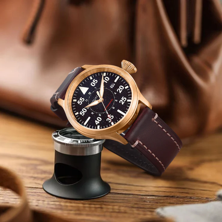 Bronze Horizon Hawk Aventurine Dial Automatic Pilot Watch