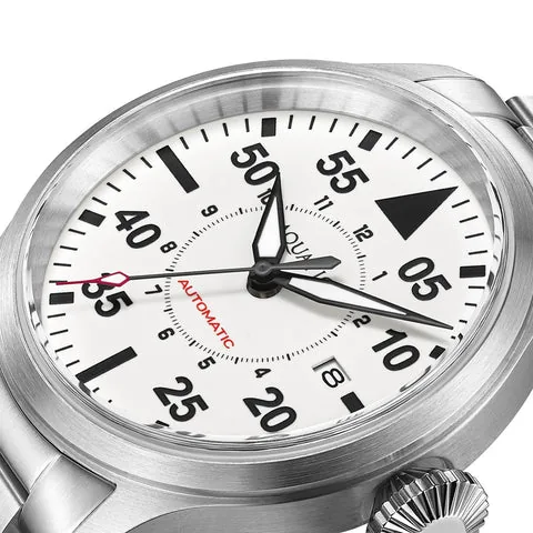 Horizon Hawk Full Lume White Dial Automatic Pilot Watch selected view