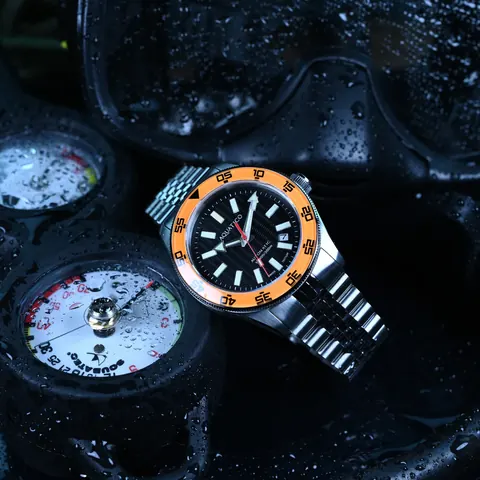 Sea Recon 42mm Tritium Black Dial Orange Bezel