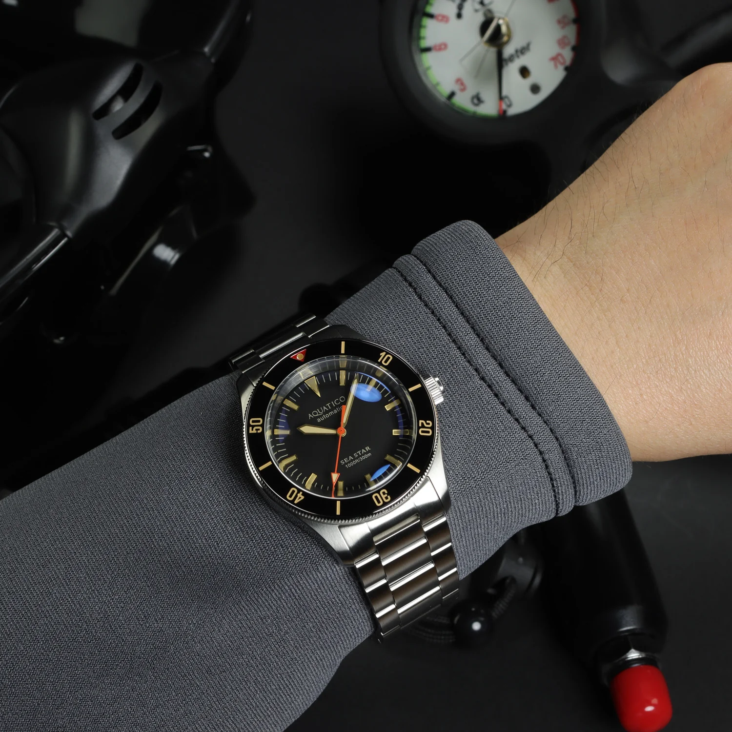 Sea star V2 black dial ceramic bezel (Swiss Sellita sw200-1) No Date thumbnail 2