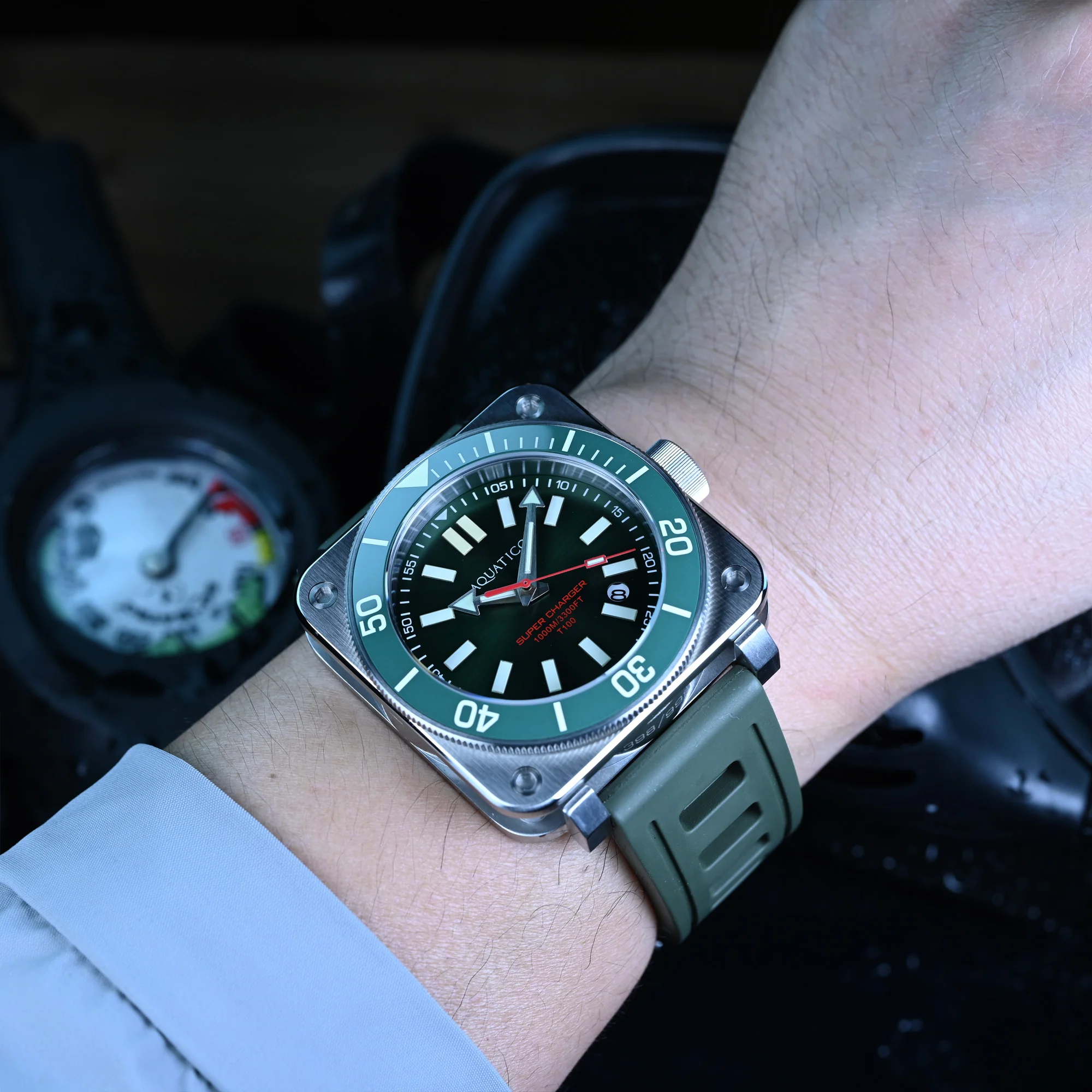 Steel Man Tritium Green Dial Dive Watch thumbnail 3