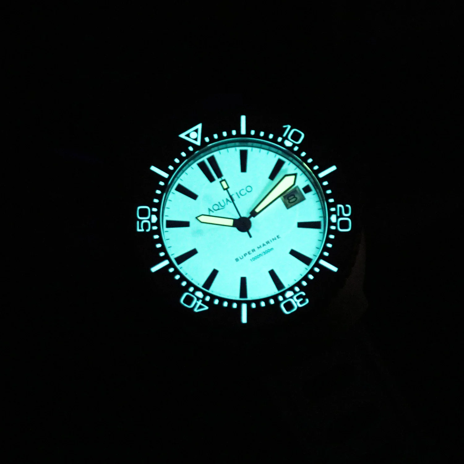 Super Marine Titanium Full Lume White Dial Forged Carbon Inlay thumbnail 2