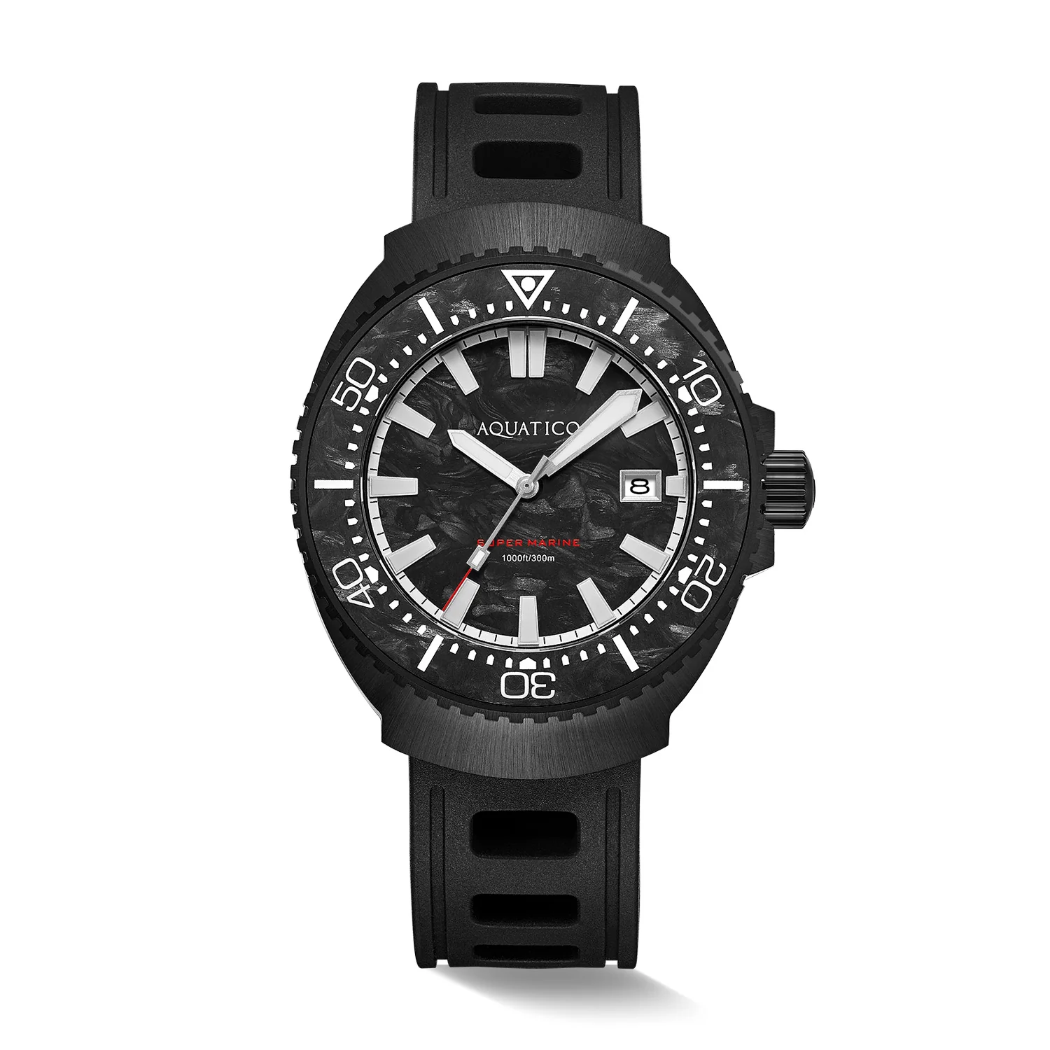 Super Marine Titanium PVD Black Forged Carbon Dial and Bezel Inlay thumbnail 2