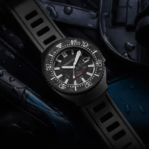 Super Marine Titanium PVD Black Forged Carbon Dial and Bezel Inlay