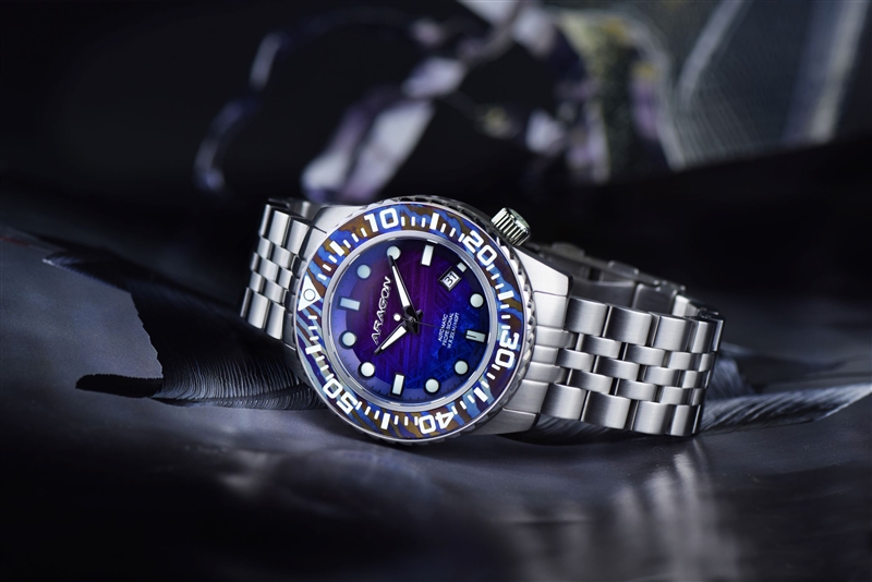 ARAGON EVO Meteorite Swiss Automatic with Titanium Damascus Dial LE (A265BLU) thumbnail 2