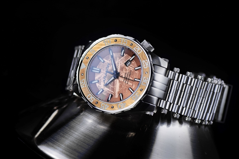 ARAGON Sea Charger Meteorite Swiss Automatic with Titanium Damascus Bezel LE (A515COP) thumbnail 2