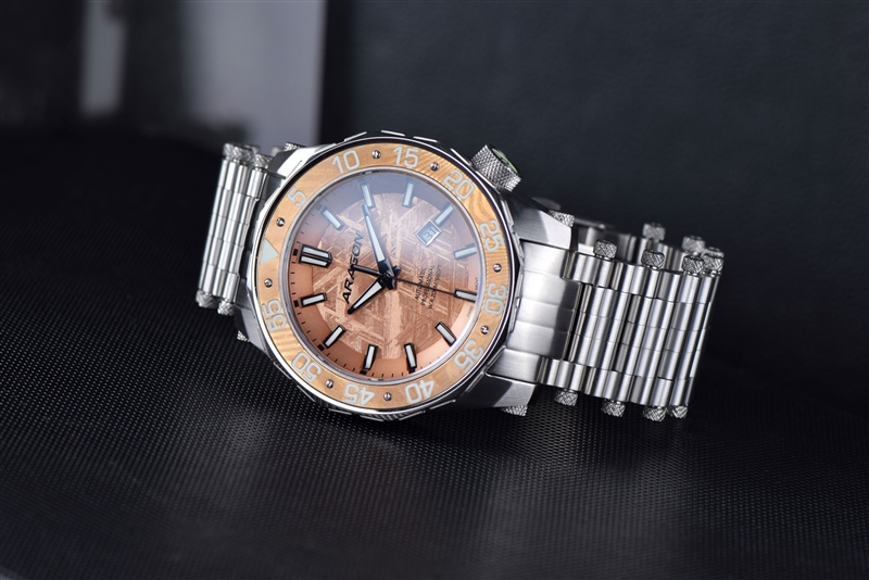 ARAGON Sea Charger Meteorite Swiss Automatic with Titanium Damascus Bezel LE (A515COP) thumbnail 3