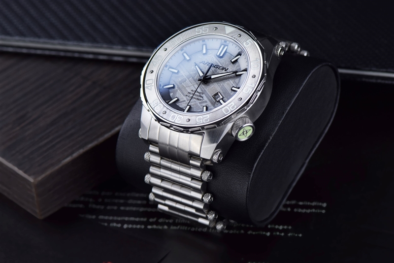 Sea Charger Meteorite Swiss Automatic with Titanium Damascus Bezel LE (A515SLV) thumbnail 3