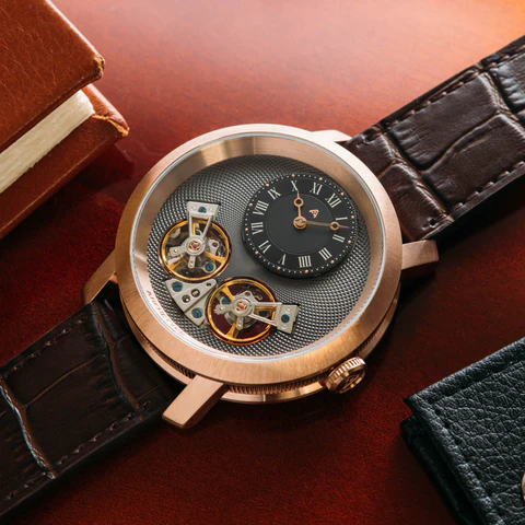 Caspian Automatic Rose Gold Black Brown