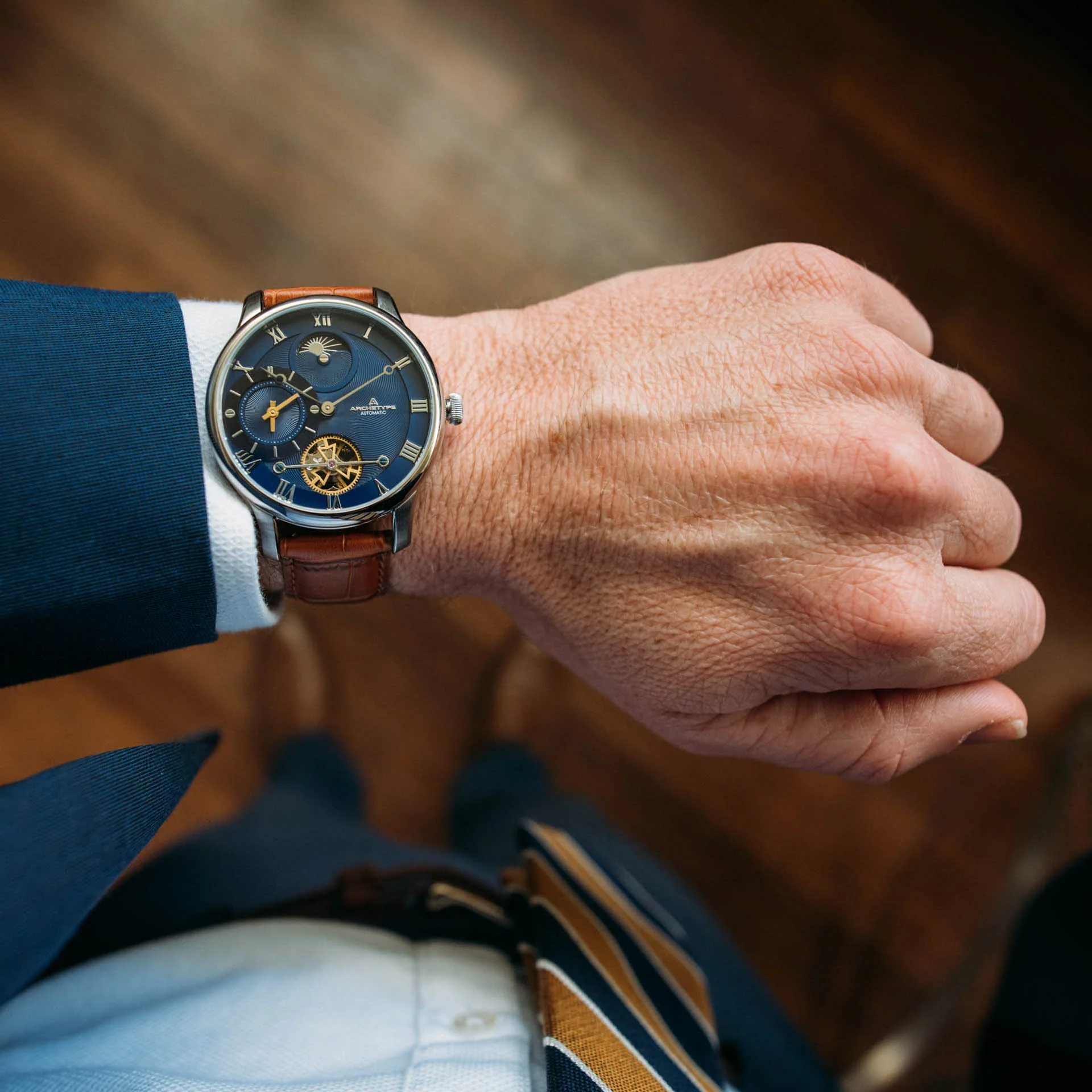 Dorian Automatic Silver Tan Navy thumbnail 4