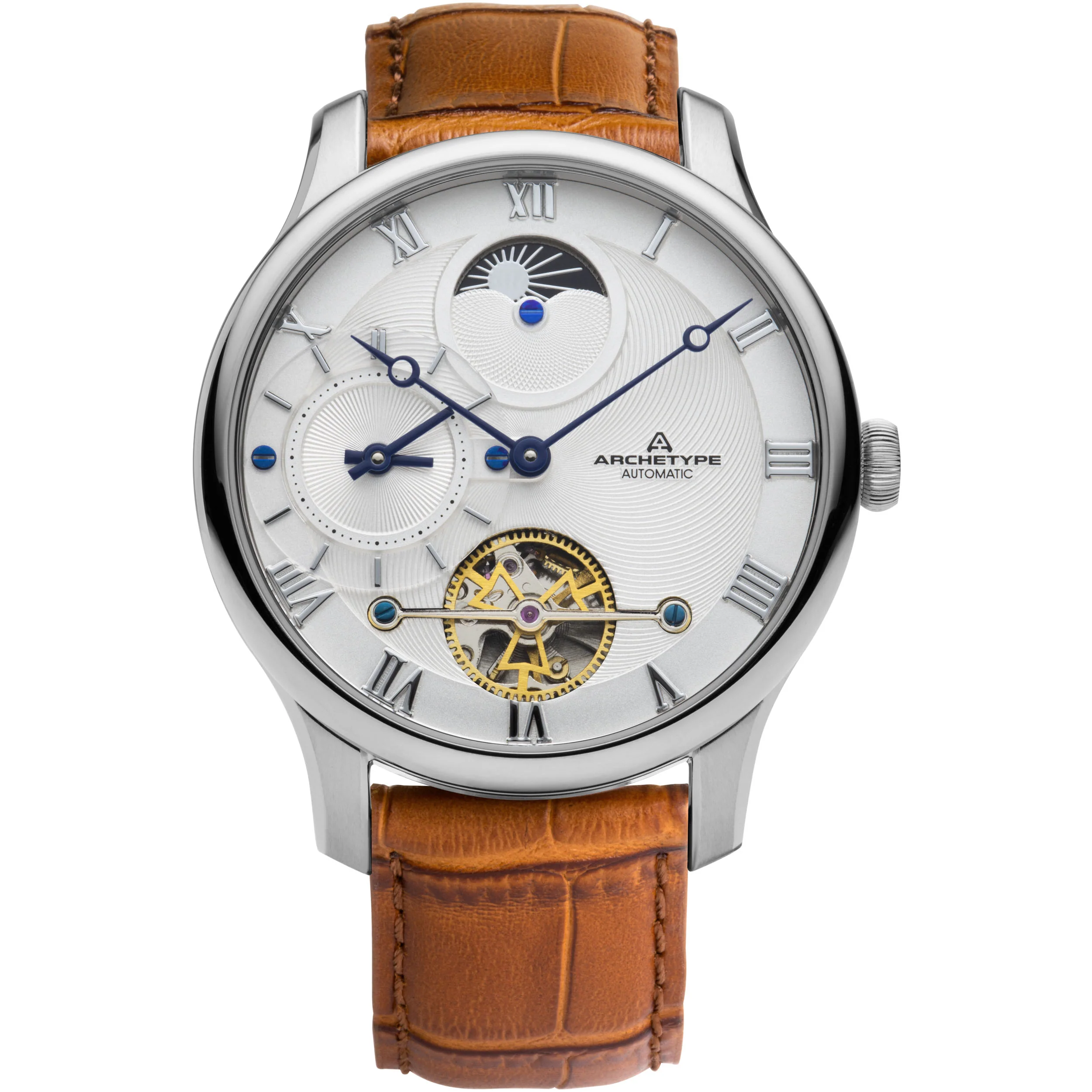 Dorian Automatic Silver Tan White selected view