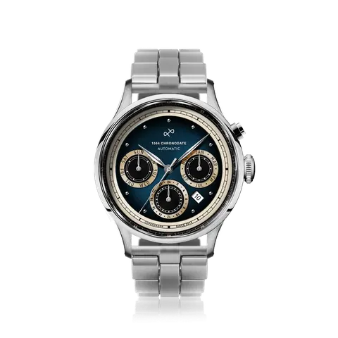 1564 Chronodate Automatic 39 mm Steel / Blue