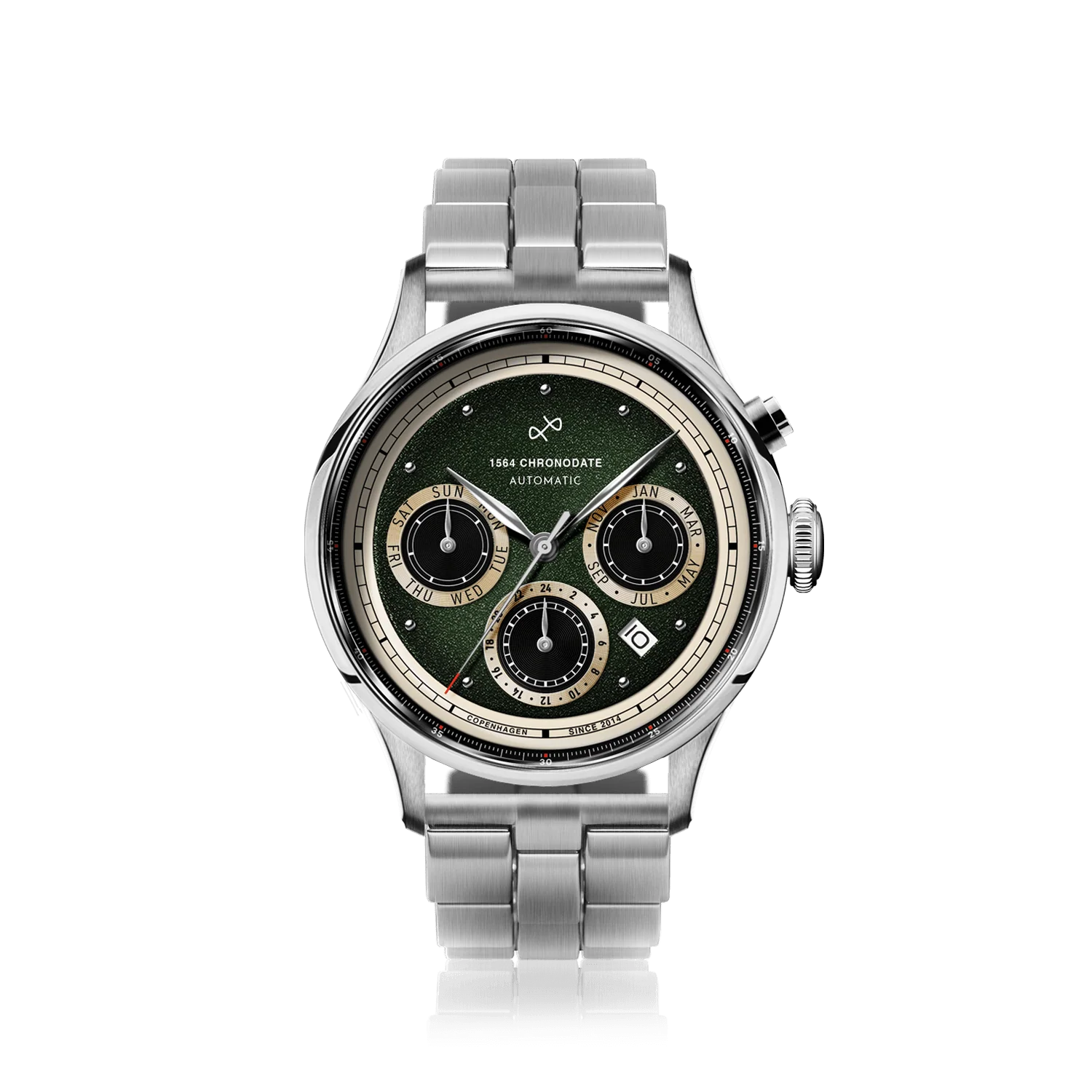 1564 Chronodate Automatic, Steel / Garnish Green