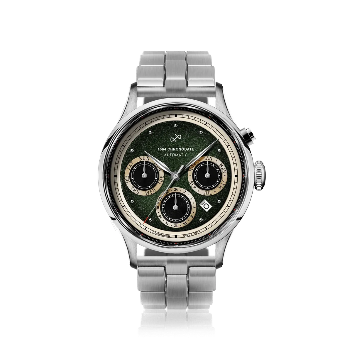 1564 Chronodate Automatic, Steel / Garnish Green selected view