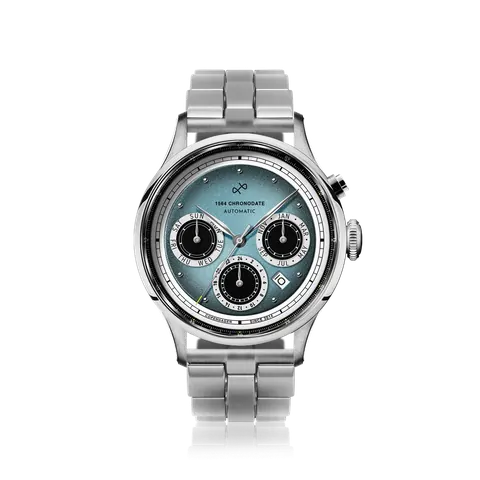 1564 Chronodate Automatic, Steel / Ice Blue