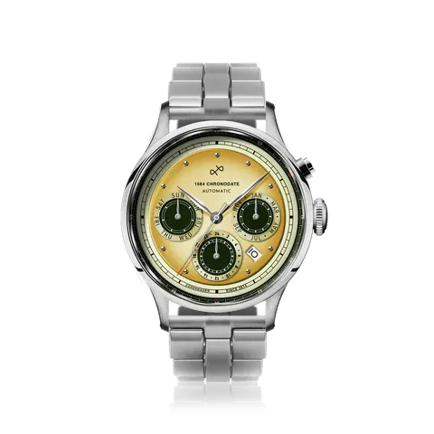 1564 Chronodate Automatic, Steel / Limoncello