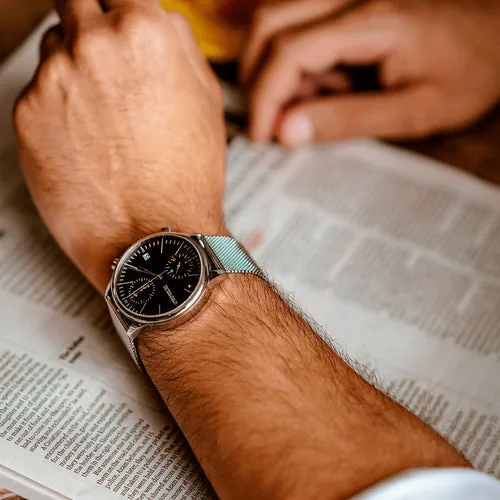 1844 Chronograph, Steel / Black selected view