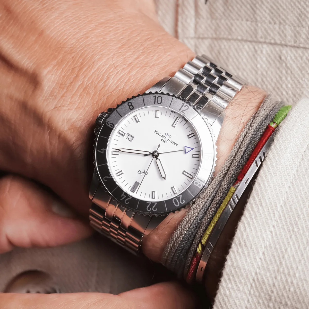 1970 Glacier GMT Automatic, Steel / White - Swiss Made selected view