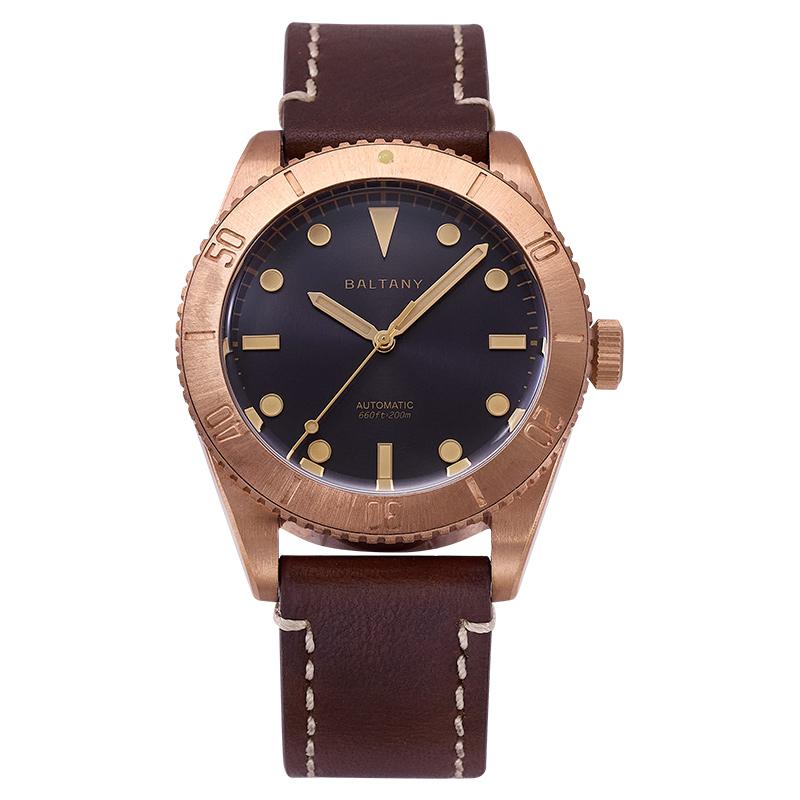 Baltany Burgundy Dial Bronze Diver Retro Watch S3016 thumbnail 2