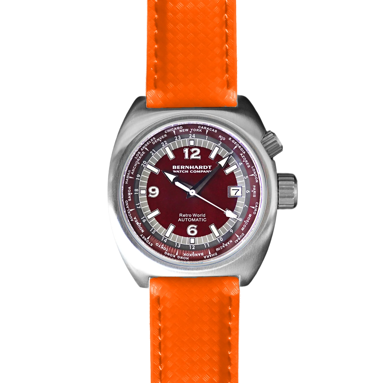 Retro World Timer - Burgundy Dial thumbnail 4