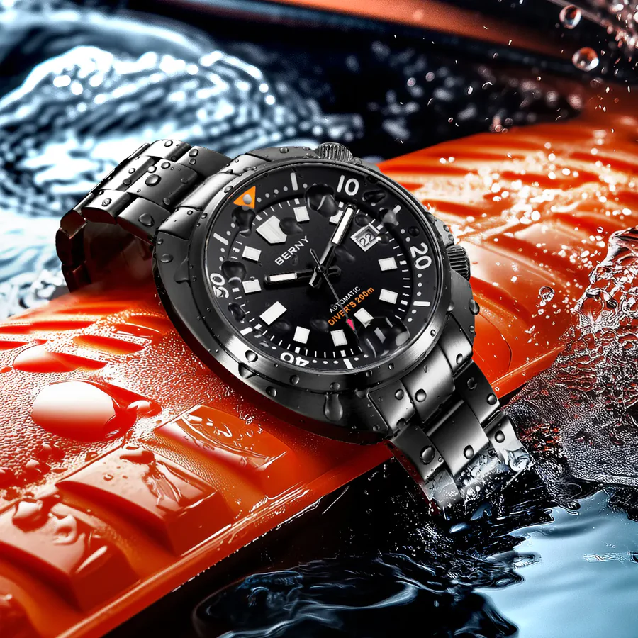 BERNY-Men Automatic Compressor-style Diver Watch V2 -AM1970MS-BLK