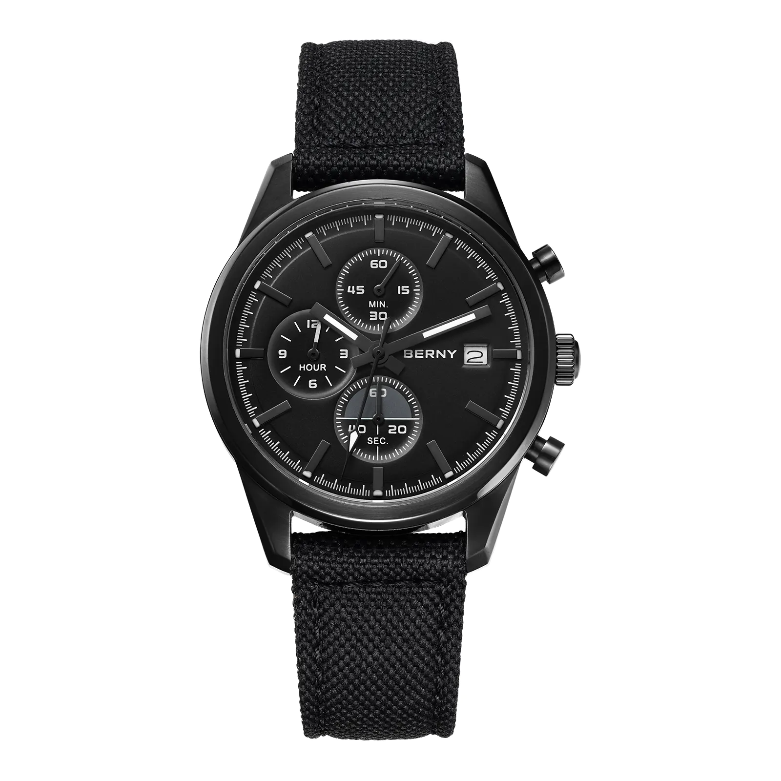 BERNY-Men Quartz Black Chronograph Watch-2826M-BLK thumbnail 2