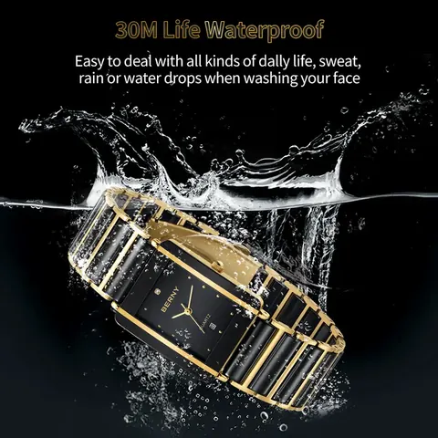 BERNY-Men Quartz Ceramic Gold Watch-2010M