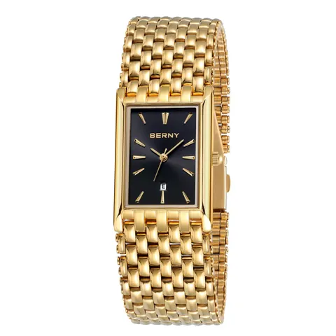 BERNY-Men Quartz Square Gold Watch-2166M