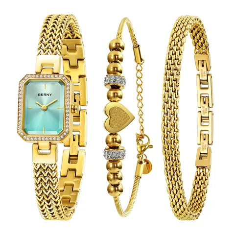 BERNY-Women Quartz Square Gold Watch-2922L