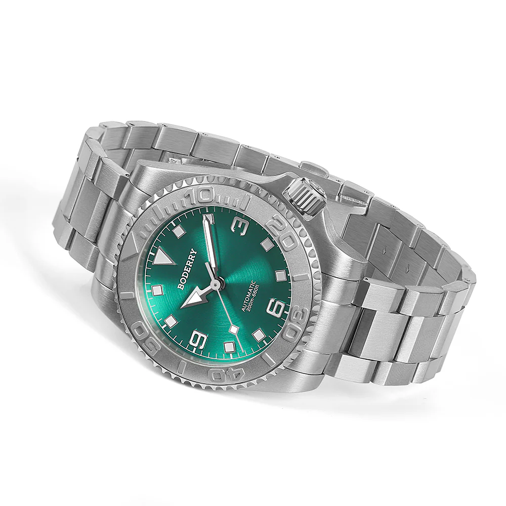 ADMIRAL 3-Hand No-Date - 200M Waterproof Titanium Automatic Diver Watch | Aurora Green thumbnail 3